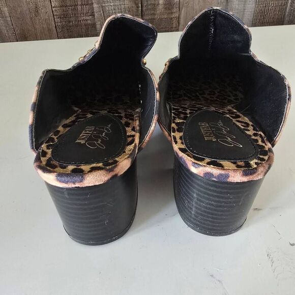 JustFab “Rose” Leopard Print Gold Tone Studs Mules Women’s 9 - Picture 5 of 6